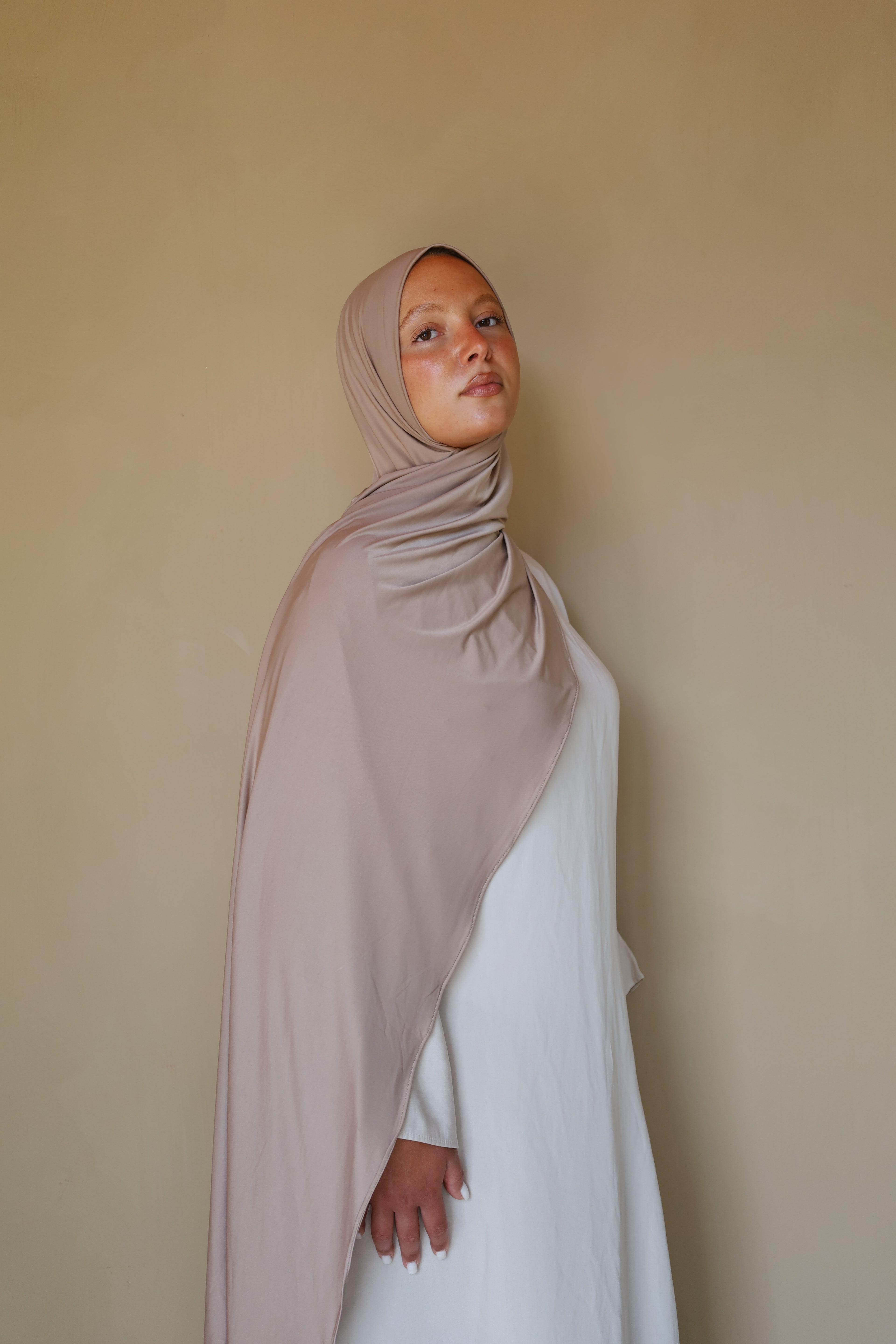 Ivory sandstone liquid jersey scarfs